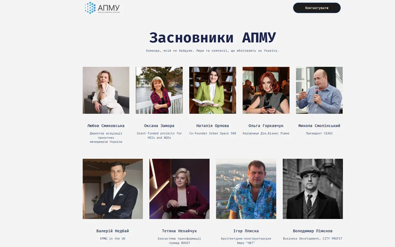 screenshot for APMU website by City Profit specialists